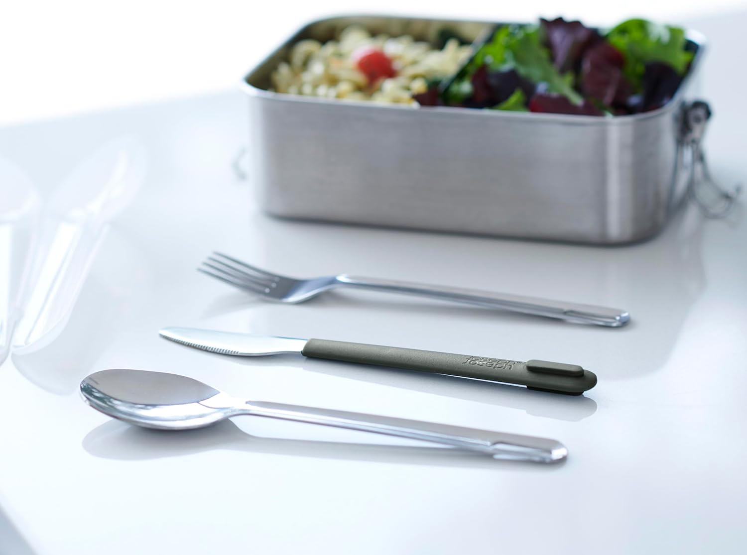 Bộ dao thìa dĩa Joseph Joseph 81135 Duo Steel Travel Cutlery màu Grey hàng chính hãng