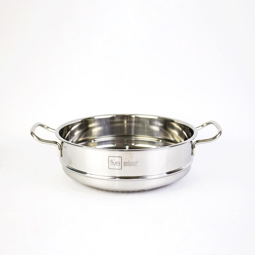 Bộ nồi xửng hấp 3 đáy inox 430 Fivestar Standard bếp từ nắp kính tặng 1 muỗng canh