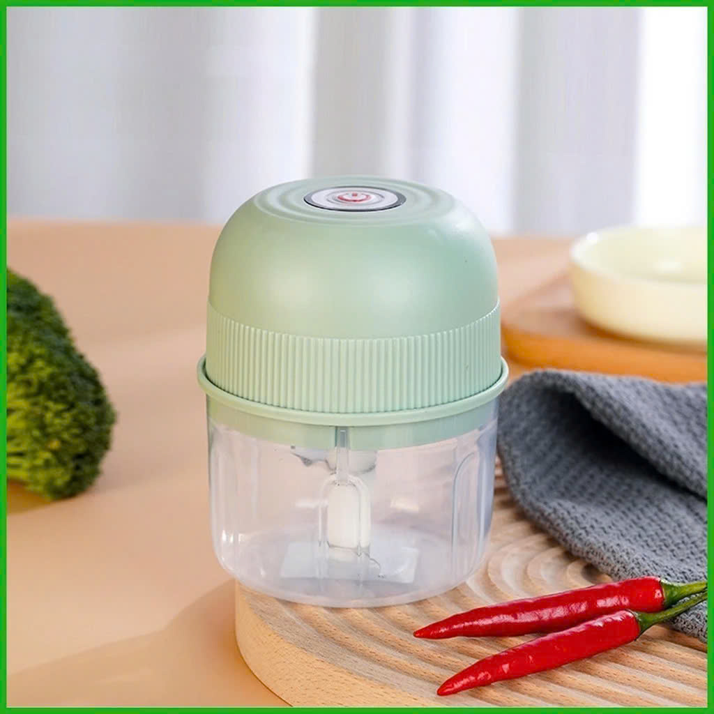 Máy xay tỏi ớt bằng tay lực nghiền mạnh với 2 lưỡi dao thép không gỉ SẠC ĐIỆN