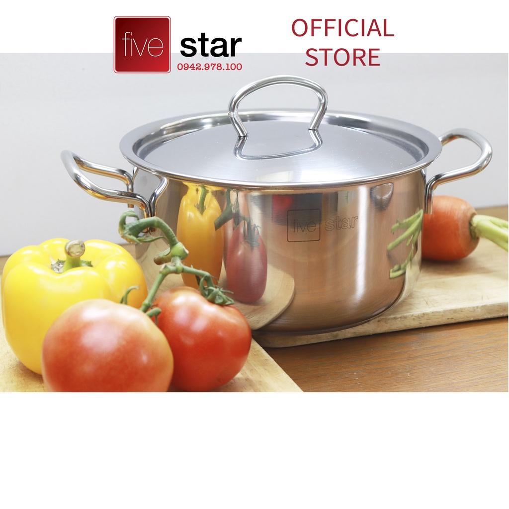 Nồi inox 3 đáy sandwich inox 430 FiveStar Standard bếp từ nắp inox 16cm / 18cm / 20cm / 24cm , tặng 1 vá canh , dùng được mọi bếp
