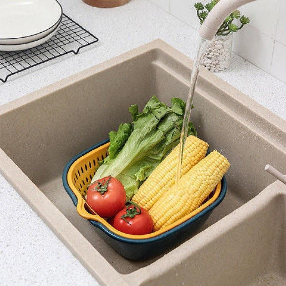 Sét Rổ 6 Món Chất Liệu Nhựa Cao Cấp, Bộ Rổ Kèm Chậu Đựng Đồ Đa Năng - Hàng loại 1. Chính Hãng MINIIN