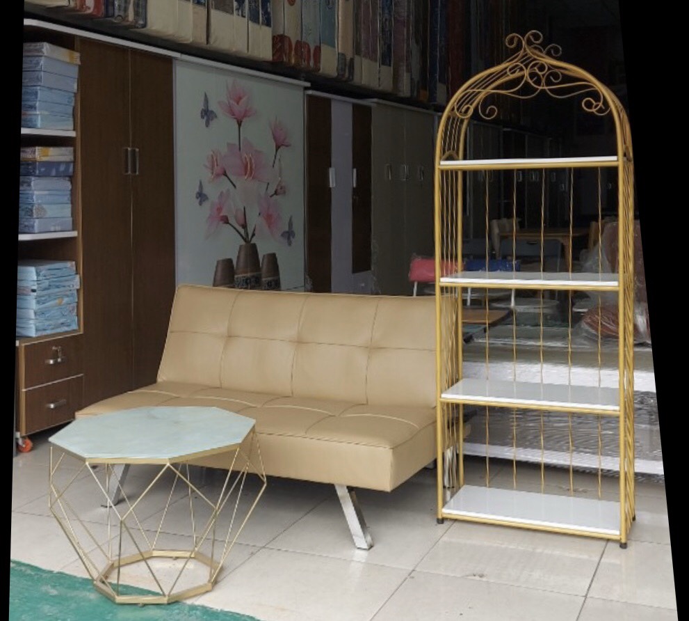 Combo sofa bàn kệ Prince, Sofa giường 1m2, bàn kim cương và kệ đa năng 4 Tầng Juno sofa