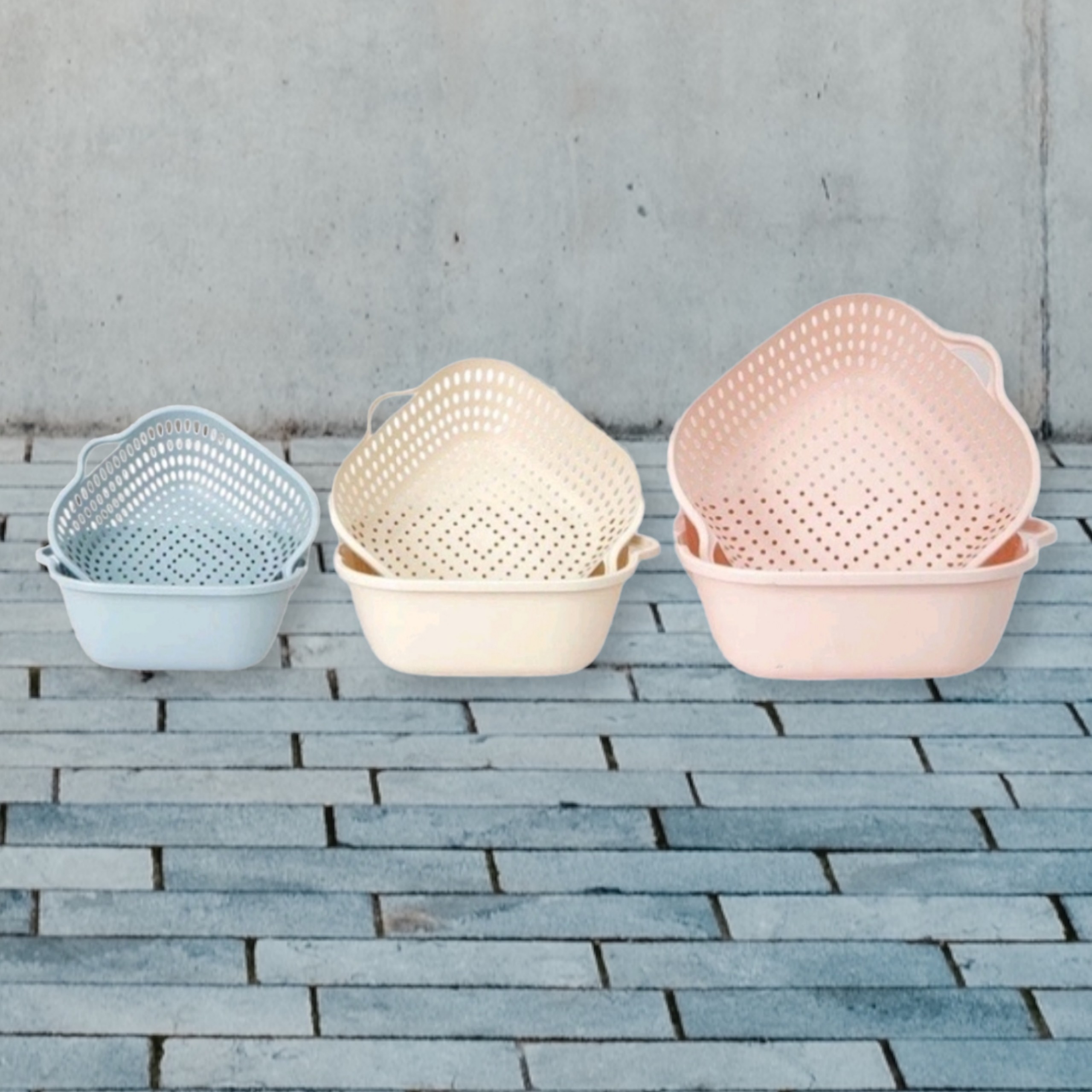 SET 3 SIZE BỘ THAU CHẬU RỔ NHỰA VIỆT NHẬT GỒM 3 RỔ 3 THAU CHẬU