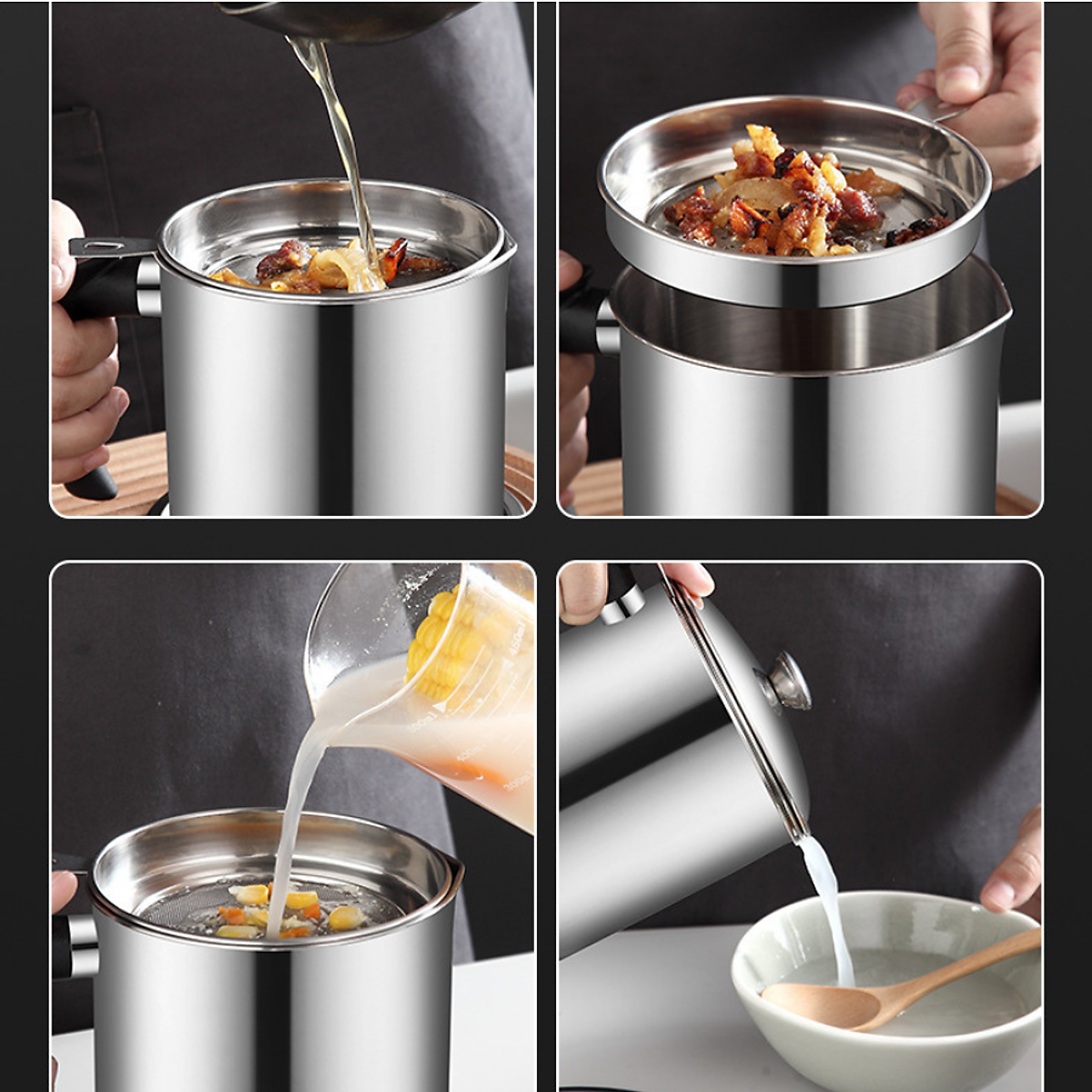 Ca Lọc Dầu Inox 304 Không Thấm Lọc Dầu Cực Trong ,Không Để Lại Cặn,Nguyên Chất Dầu Không Đen - Hàng Loại 1 - Chính Hãng MINIIN