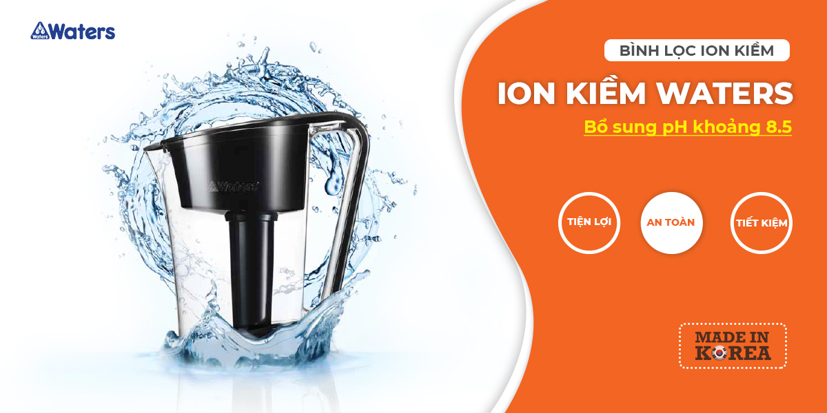 Bình lọc nước Ion kiềm ALkaline WaterJug - Hàng chính hãng - Tạo nước kiềm tốt cho sức khỏe, Lọc Clo, tạp chất và vi khuẩn có hại trong nước
