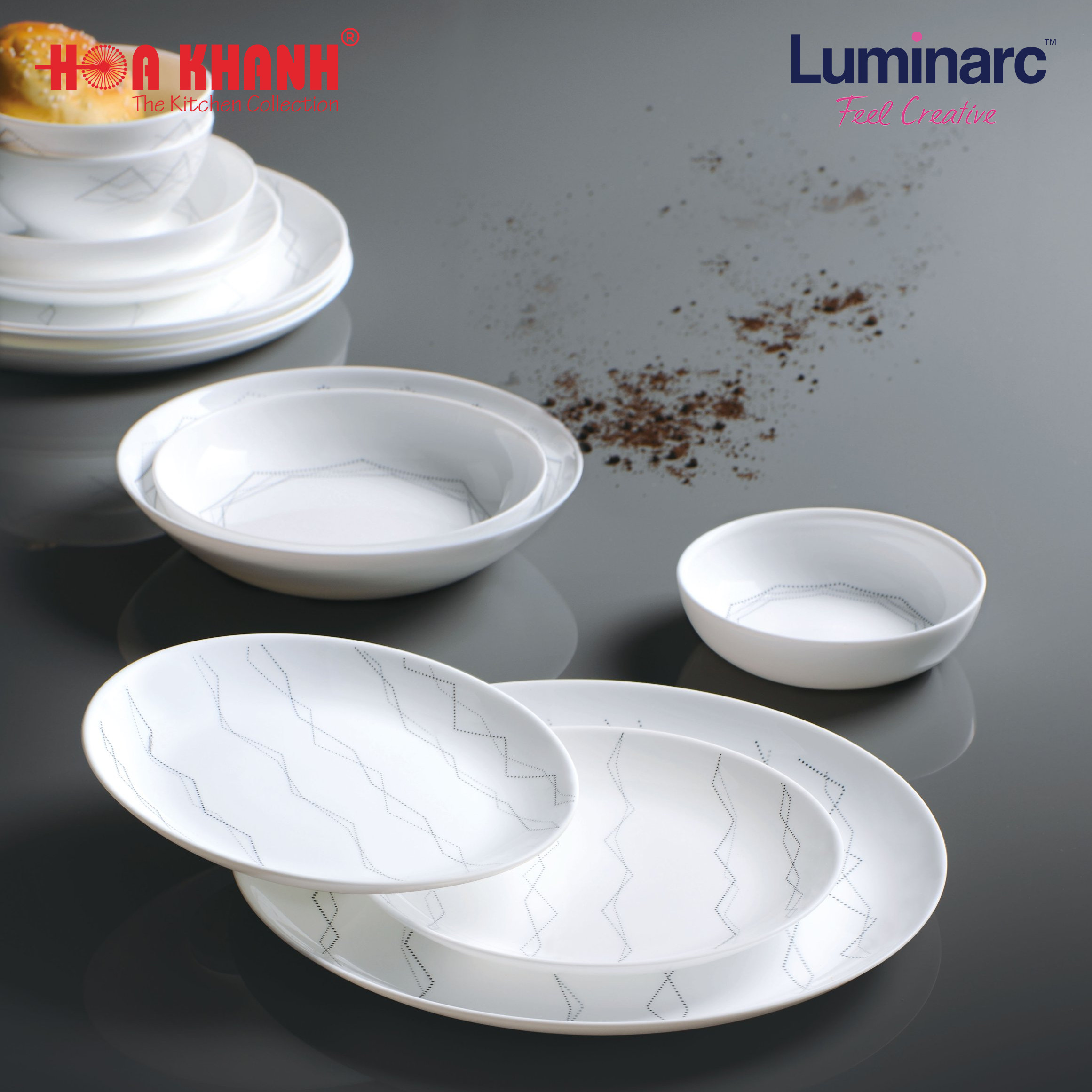 Đĩa Sâu Thủy Tinh Luminarc Marble 20cm kháng vỡ, cường lực - 1 đĩa - P3762