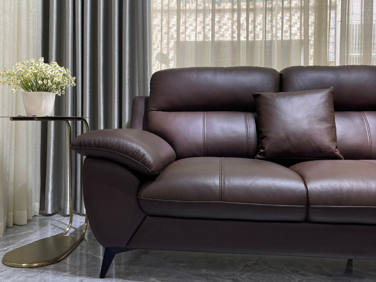 Combo ghế sofa da bò Italy Juno sofa màu nâu – SFCT01 2m hàng cao cấp chuẩn da bò nhập khẩu Ý
