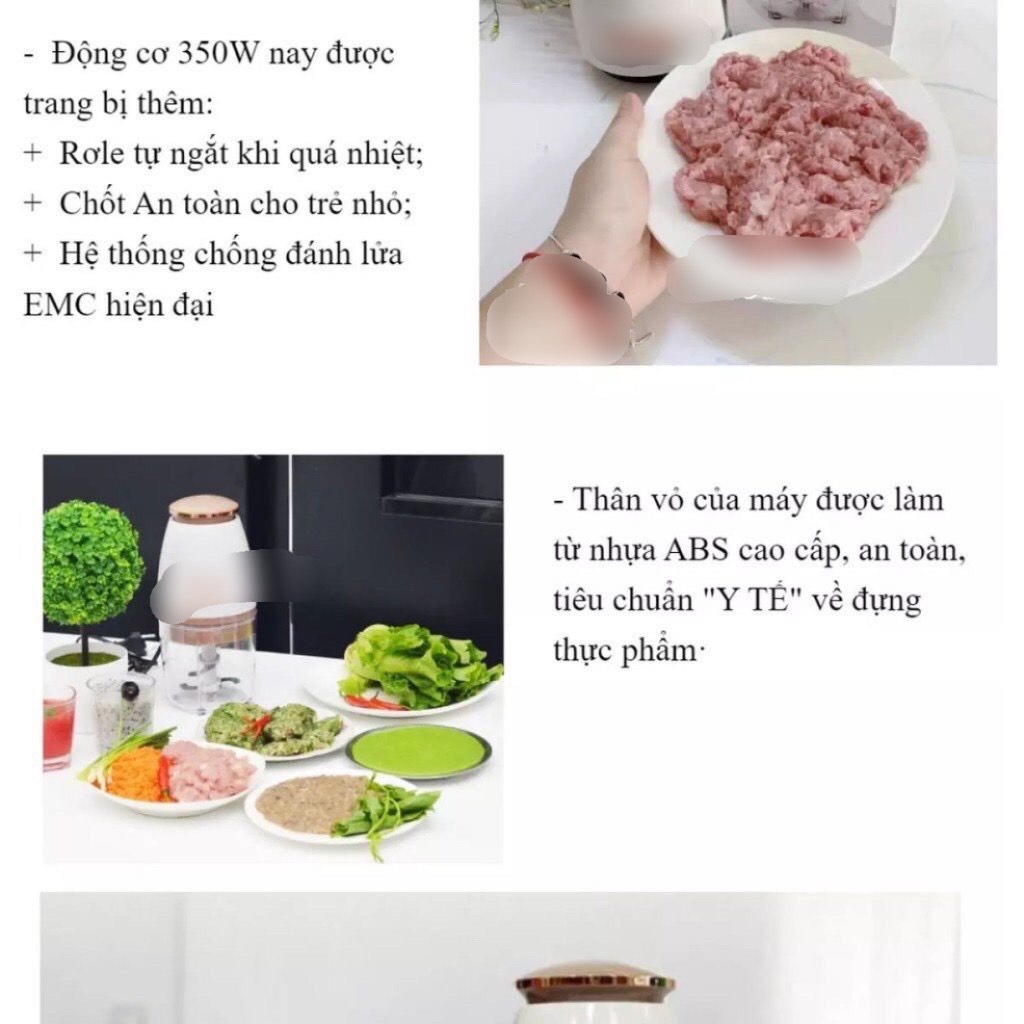 Máy xay thực phẩm nhà bếp 4 lưỡi dao siêu tốc nhỏ gọn và tiện lợi