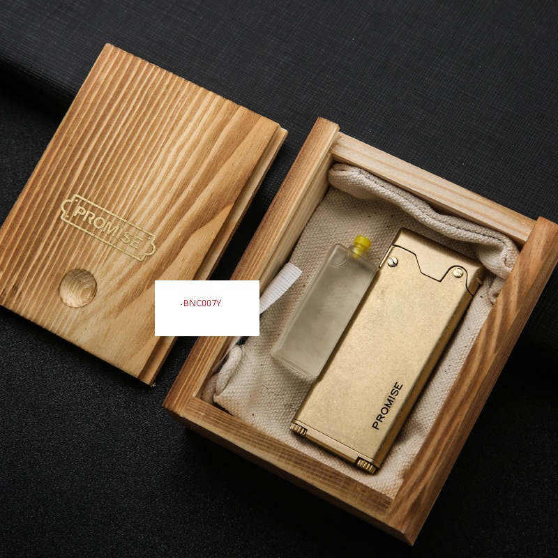 Vỏ Hột Quẹt Bật Lửa Xăng Đá Promise BNC-007Y Kiểu Dáng Độc Lạ Siêu Mỏng Cao Cấp - Dùng Xăng Bấc Đá