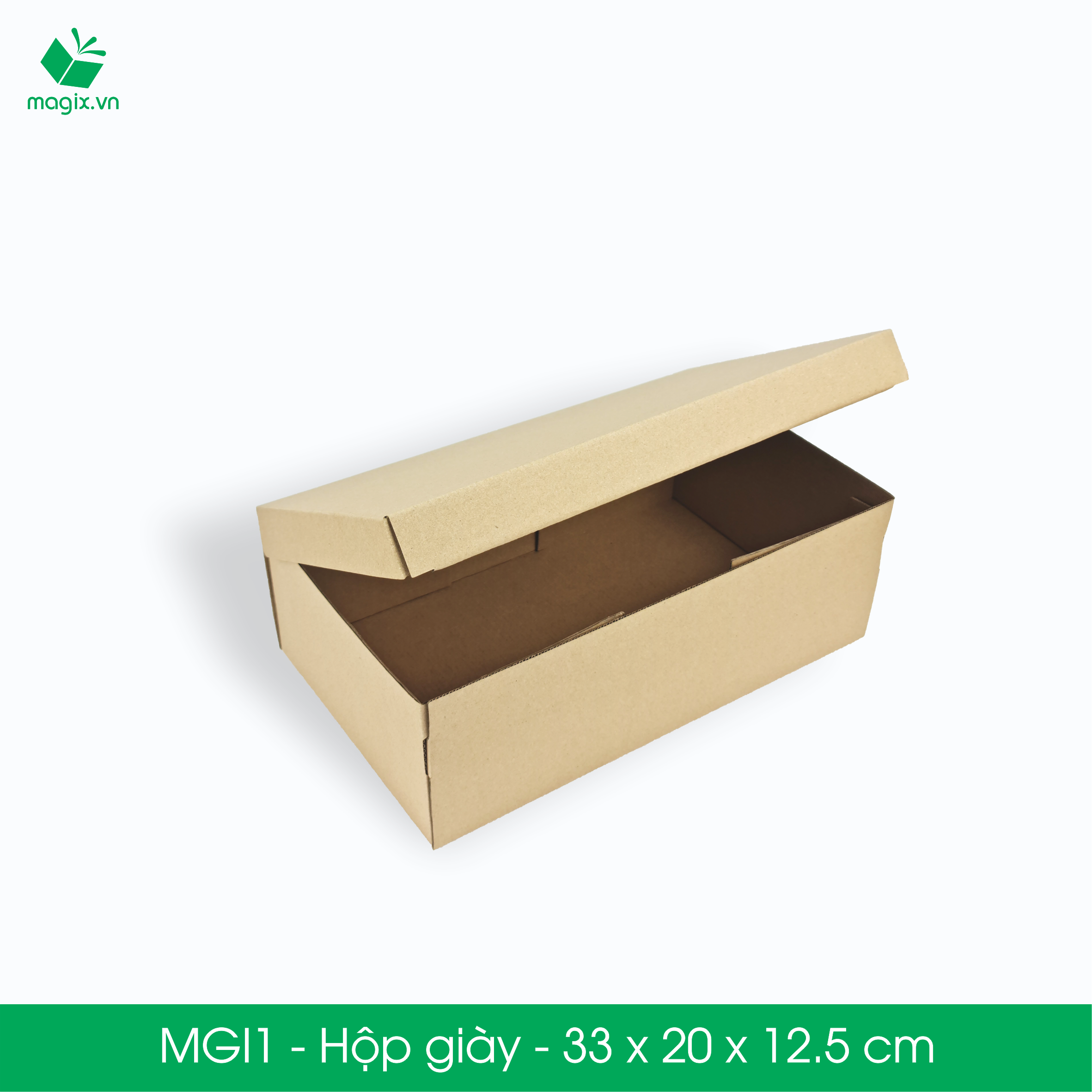 MGI1 - 33x20x12.5cm - 25 Hộp giày - 25/50/100Thùng hộp carton trơn đóng hàng