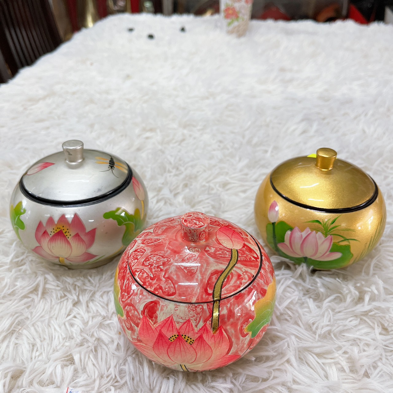 Hủ Cam Sơn Mài Cao Cấp Đựng Bánh Kẹo. Trang Trí Bàn Văn Phòng, Phòng Khách, Quà tặng ý nghĩa