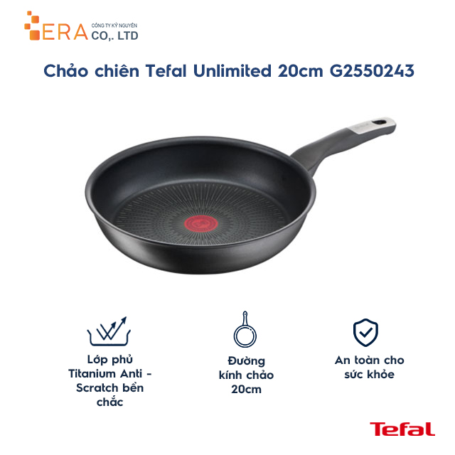 Chảo chiên chống dính đáy từ Tefal Unlimited 20cm, dùng cho mọi loại bếp - Sản xuất tại Pháp - Hàng chính hãng