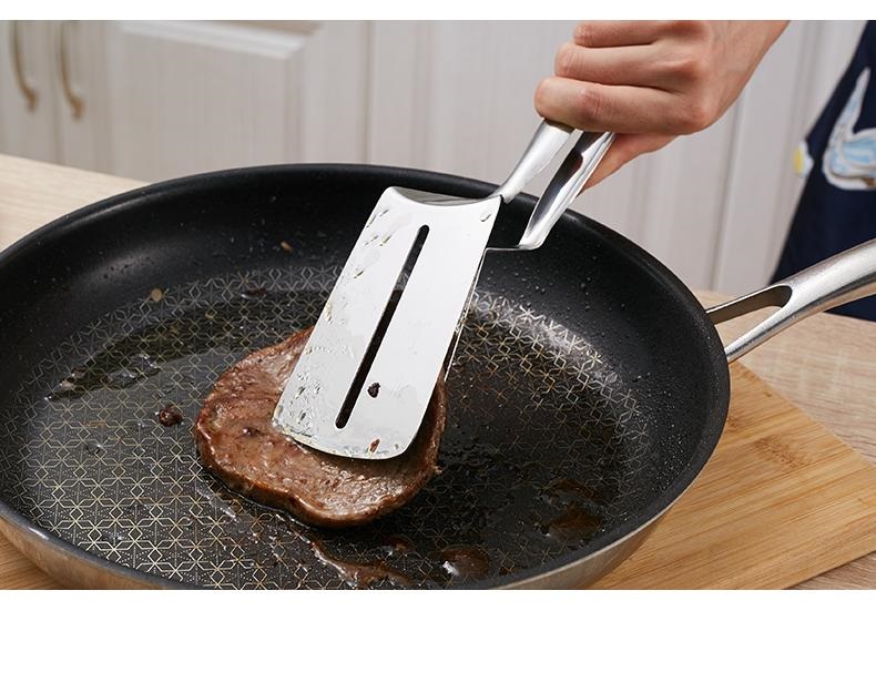 Kẹp Gắp lật thức ăn đồ nướng đồ chiên thịt cá Inox - dài 25cm