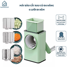 Máy Bào Sợi Thái Lát Rau Củ Xoay Tay, Kèm 6 Lưỡi Dao Cắt 4IN1, Dụng Cụ Thái Lát Rau Củ Quả Đa Năng- HÀNG CHÍNH HÃNG MINIIN