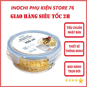 Hộp Cơm Thủy Tinh 2/3 ngăn, Hộp Thủy Tinh Đựng Thức Ăn NIKKO Tiêu Chuẩn Nhật Bản - Chính hãng inochi (Tặng kèm khăn lau tay đa năng pakasa)