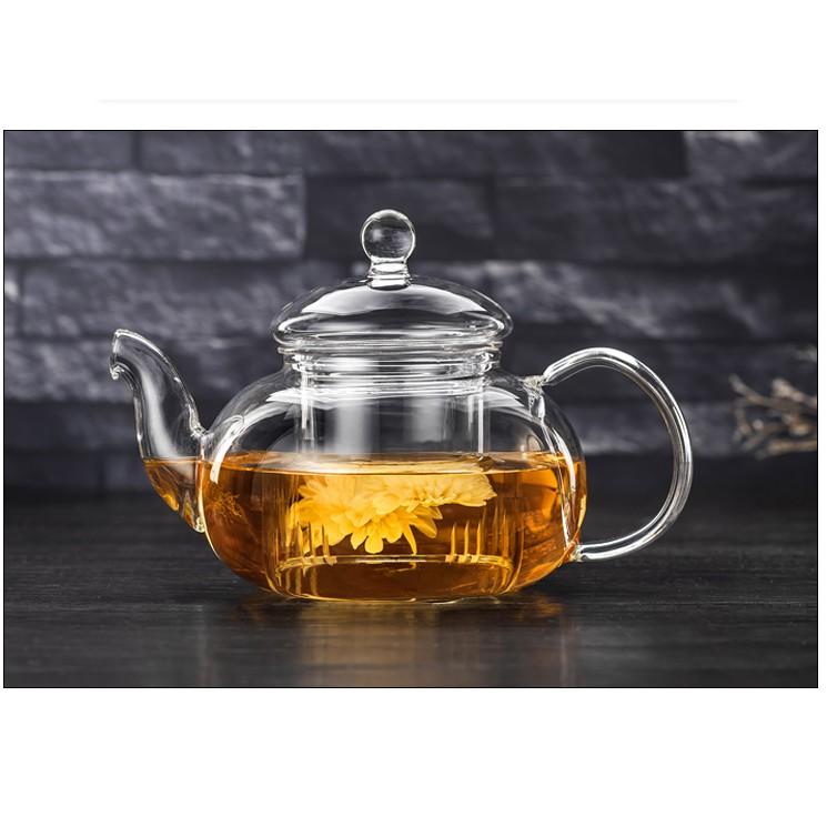 (SẴN) Bộ 1 Ấm trà trơn 600ml và 6 cốc uống trà 2 lớp, thủy tinh chịu nhiệt - Hàng xuất châu Âu