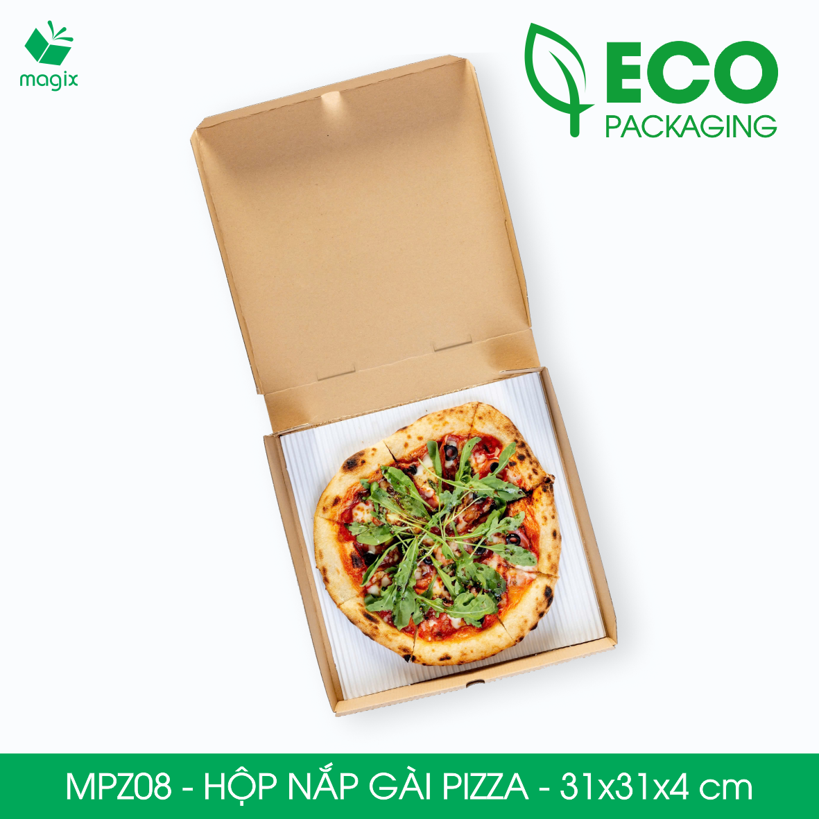 MPZ08 - 31x31x4 cm - 60 Hộp nắp gài pizza đa dụng - Hộp nắp gập, hộp carton gói hàng, hộp quà