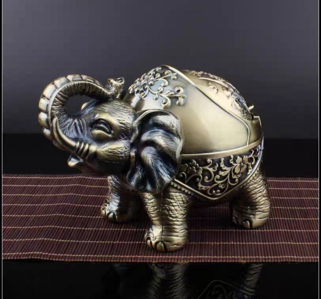 gạt tàn chú voi vòi cuộn đứng bằng đồng ( tặng sét 4 cọ vệ sinh vòi ám nội địa nhật )