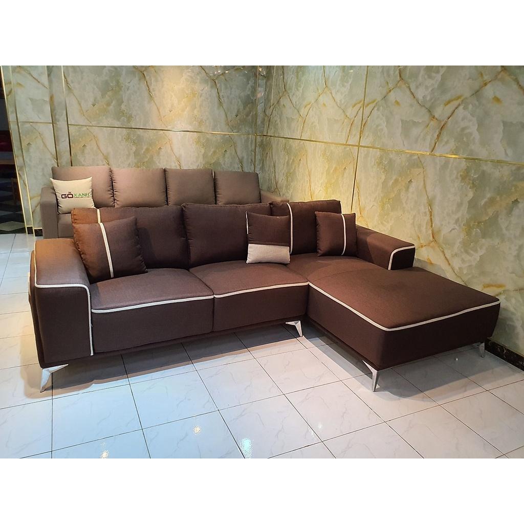 Ghế Sô Pha Bọc Vải Bố Kiểu Dáng Hiện Đại_Màu Nâu Phối Viền_Size 2700 x 1600