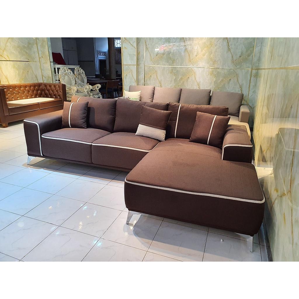 Ghế Sô Pha Bọc Vải Bố Kiểu Dáng Hiện Đại_Màu Nâu Phối Viền_Size 2700 x 1600