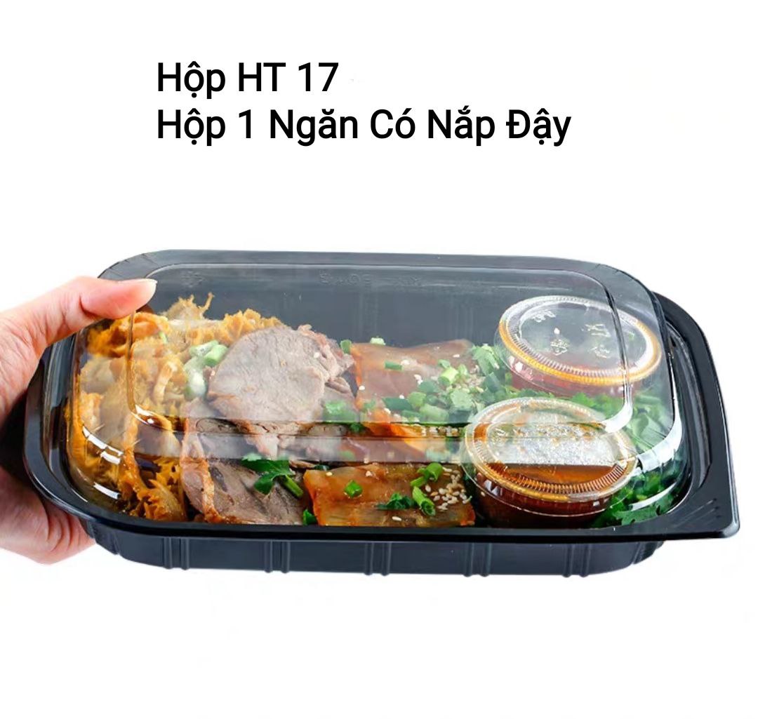 HỘP CƠM ĐẾ ĐEN 1 NGĂN HT17 LOẠI DÀY (THÙNG 500 BỘ)