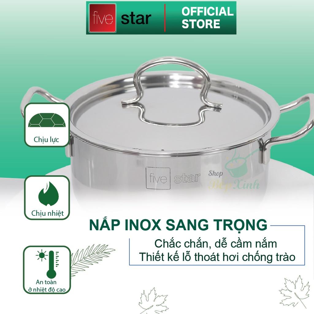 Nồi inox 3 đáy sandwich inox 430 FiveStar Standard bếp từ nắp inox 16cm / 18cm / 20cm / 24cm , tặng 1 vá canh , dùng được mọi bếp