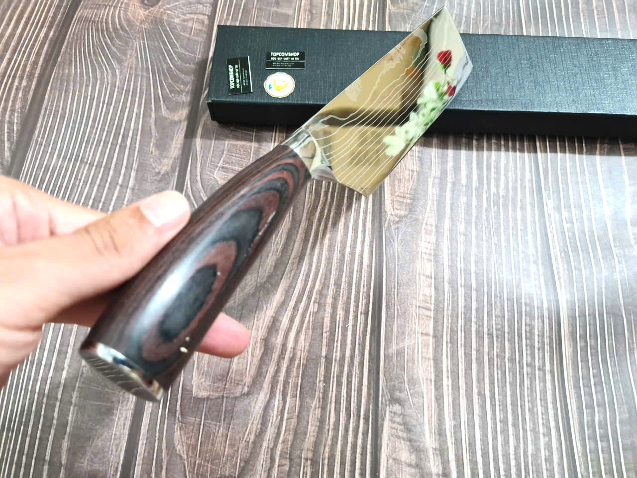 DAO - DAO BẾP NHẬT BẢN USUBA THÉP DAMASCUS MÃ A7 DT125 nt topcoomshop vn