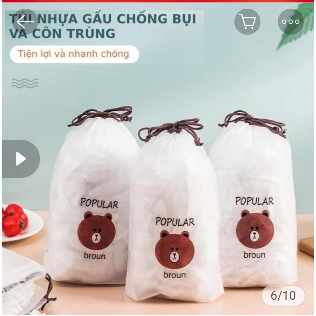 Túi 100 màng bọc thực phẩm, Có Chun Co Dãn Tái Sử Dụng Kèm Túi Gấu