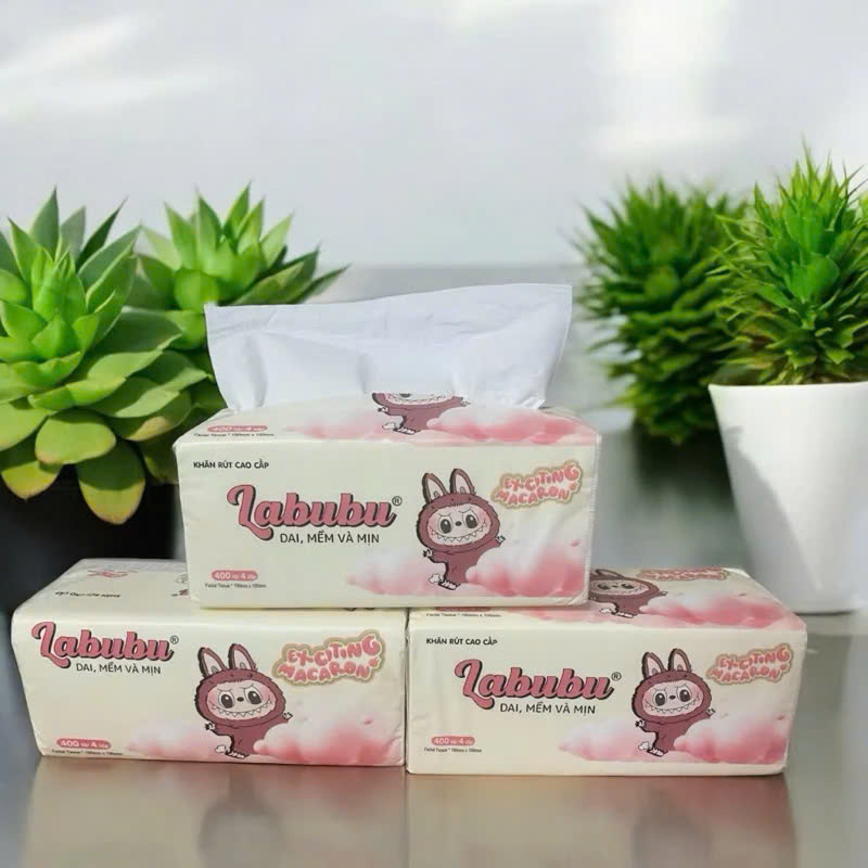 Sản phẩm phụ kiện phòng ăn -Combo 10 bịch giấy ănLabubu 300 tờ - 4 lớp / 1 gói siêu mềm mại siêu dai tiết kiệm và an toàn