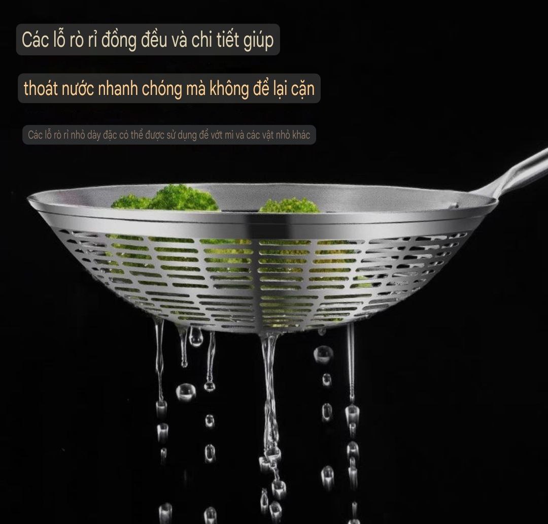 Chao Vợt Lưới Đột Dập Rổ Lọc Thức Ăn Đa Chức Năng Cho Nhà Bếp Vá Sạn Vợt INOX SUS304 Cao Cấp