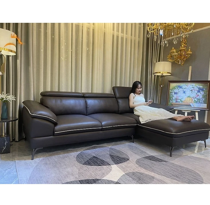 Sofa góc L da bò Italy Tundo – SFLCT04 dài 2m6 x 1m6 - hàng cao cấp chuẩn da bò nhập khẩu Ý