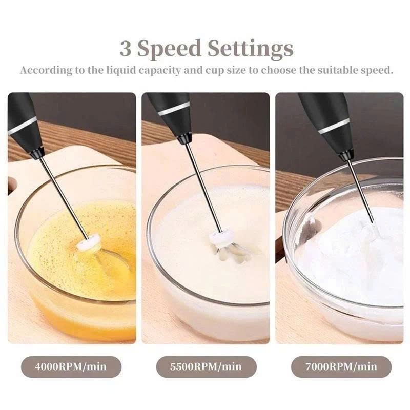 Dụng cụ đánh bọt cà phê cầm tay mini - Dụng cụ đánh bọt trứng với 3 chế độ nhanh chóng chỉ trong vài giây.