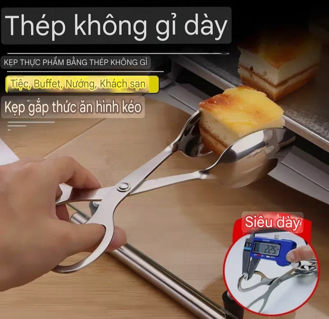 Kéo gắp thức ăn thực phẩm inox 304 sáng bóng
