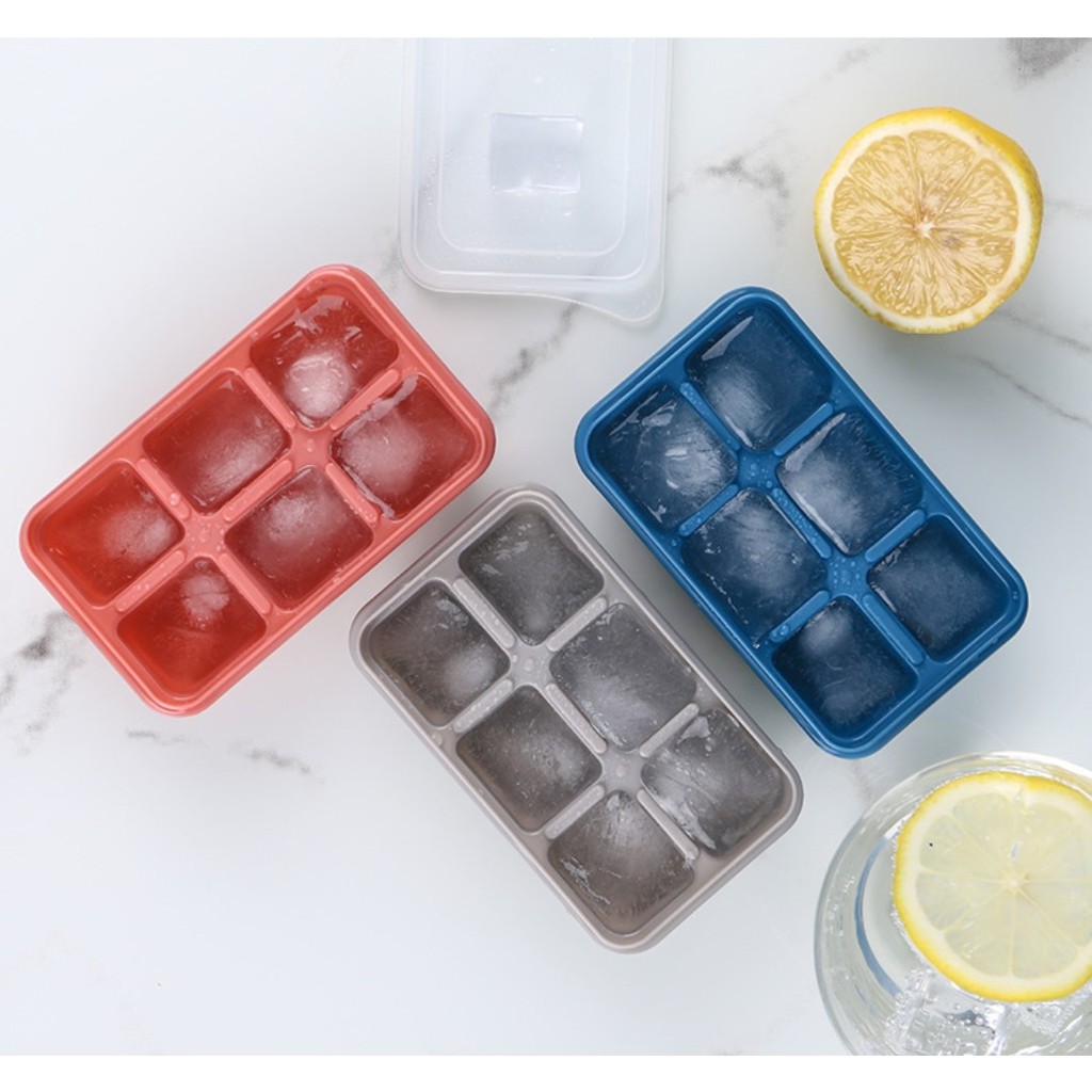 Khay Đá 6 Viên, 24 Viên Và 36 Viên Có Nắp Đậy Chống Tràn Tiện Lợi Cao Cấp, Chất Liệu Silicon + Nhựa Pp An Toàn