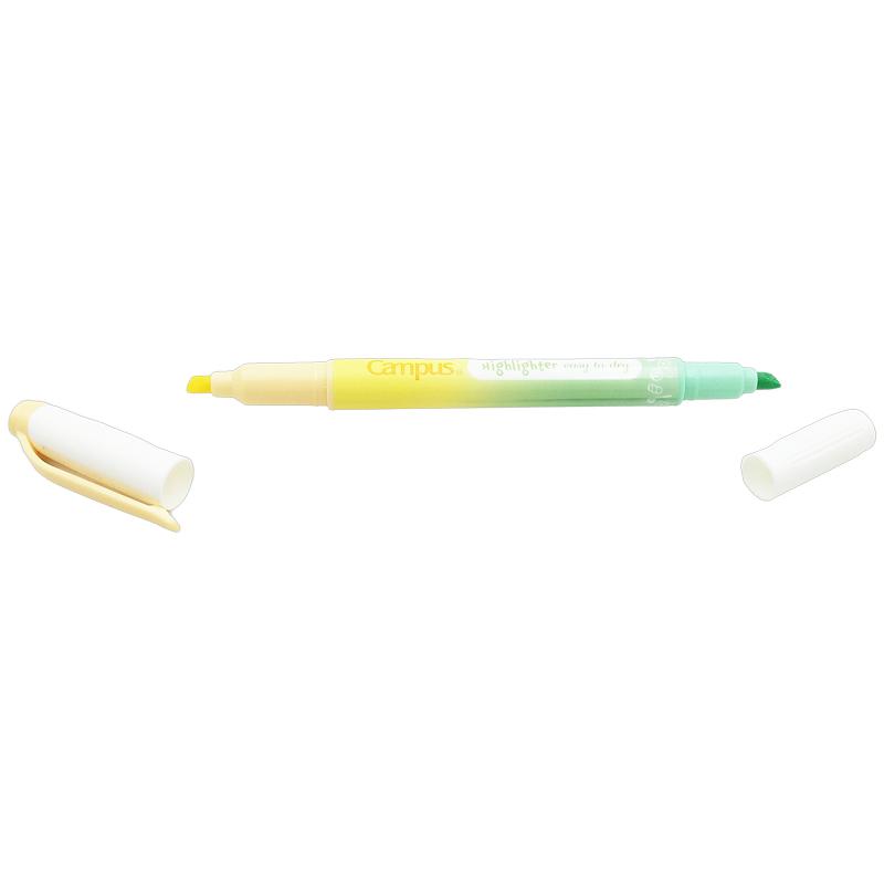 Bút Dạ Quang 2 Đầu Mực Pastel Campus DHL-PA-YGR - Vàng, Xanh Lá