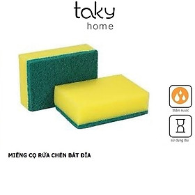 SET 2 Miếng Rửa Chén Bát Đĩa, Cọ Đa Năng 2 Mặt Xanh Vàng, Rửa Đánh Xoong Nồi Chảo, Sạch Sẽ, Tiện Dụng Nhà Bếp - TakyHome 5150set2