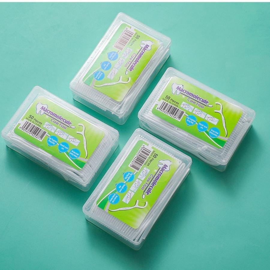 Phụ kiện nhà bếp phòng ăn _ Set hộp 50 cây tăm chỉ nha khoa , an toàn dễ sử dụng