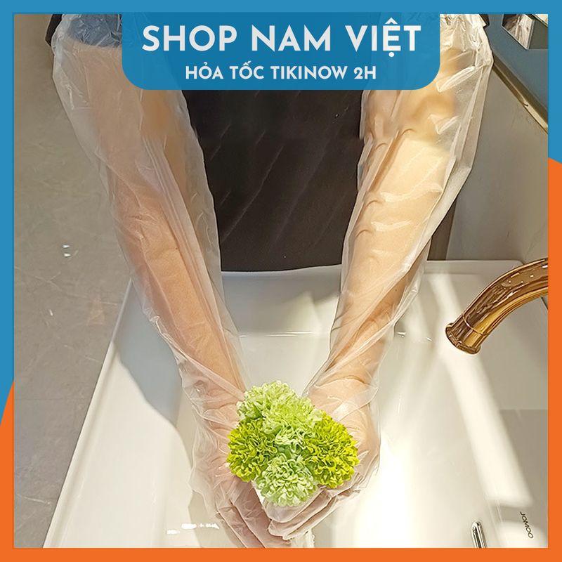 Lô 10 Găng Tay Nhà Bếp Nhựa PE/CPE Dài 60cm Có Thun