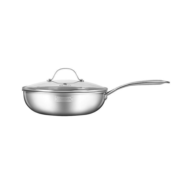 Chảo Xào Sâu Lòng 3 Lớp inox 304 Liền Đáy ELMICH TRI-MAX (EL-3796/26cm, EL-3845/24cm - Dùng Được Trên Mọi Loại Bếp) - Hàng Chính Hãng