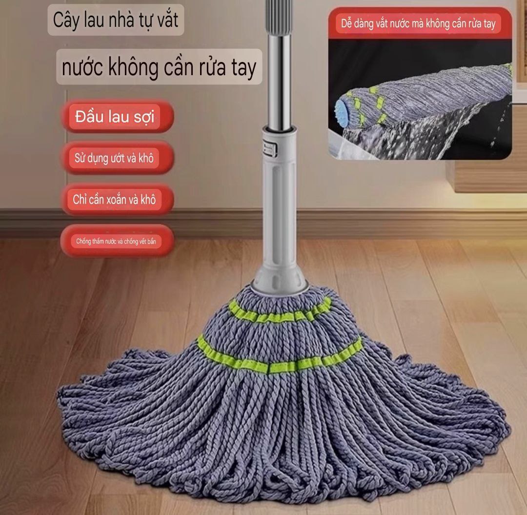CÂY LAU SỢI VẮT TRỢ LỰC TỰ HÃM THÔNG MINH CÂY LAU MOP SỢI LAU SIÊU THẤM MỀN MẠI VÀ BỀN KHÁNG KHUẨN HÀNG XUẤT KHẨU CAO CẤP - HW007K65QN