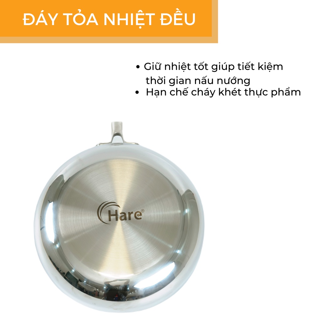Chảo chống dính Inox có từ 3 kích thước 24 26 28cm - thương hiệu Hare - lỗi 1 đổi 1