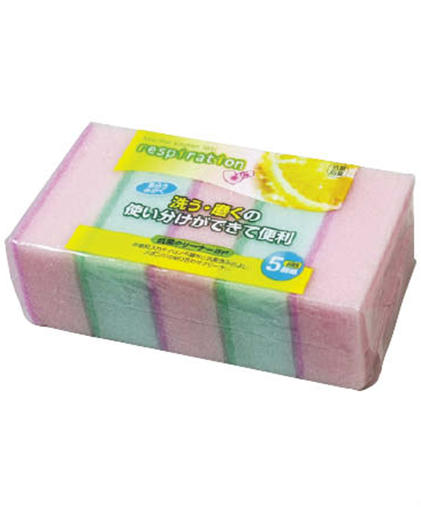 Set 5 miếng xốp rửa bát 1 mặt ráp (Made in Japan)