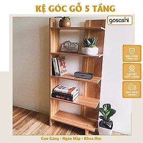 Kệ Góc Tường 5 Tầng Đặt Sàn Cao Cấp, Dễ Lắp Đặt, Gỗ MDF Không Cong Vênh Thương Hiệu Gosashi-KGT5T