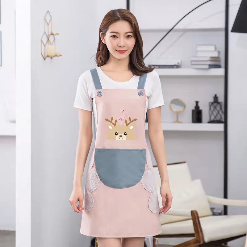 Tạp dề nấu ăn họa tiết có khăn lau tay bên hông ,chống thấm nước cao cấp tiện lợi cho nhà bếp thông minh