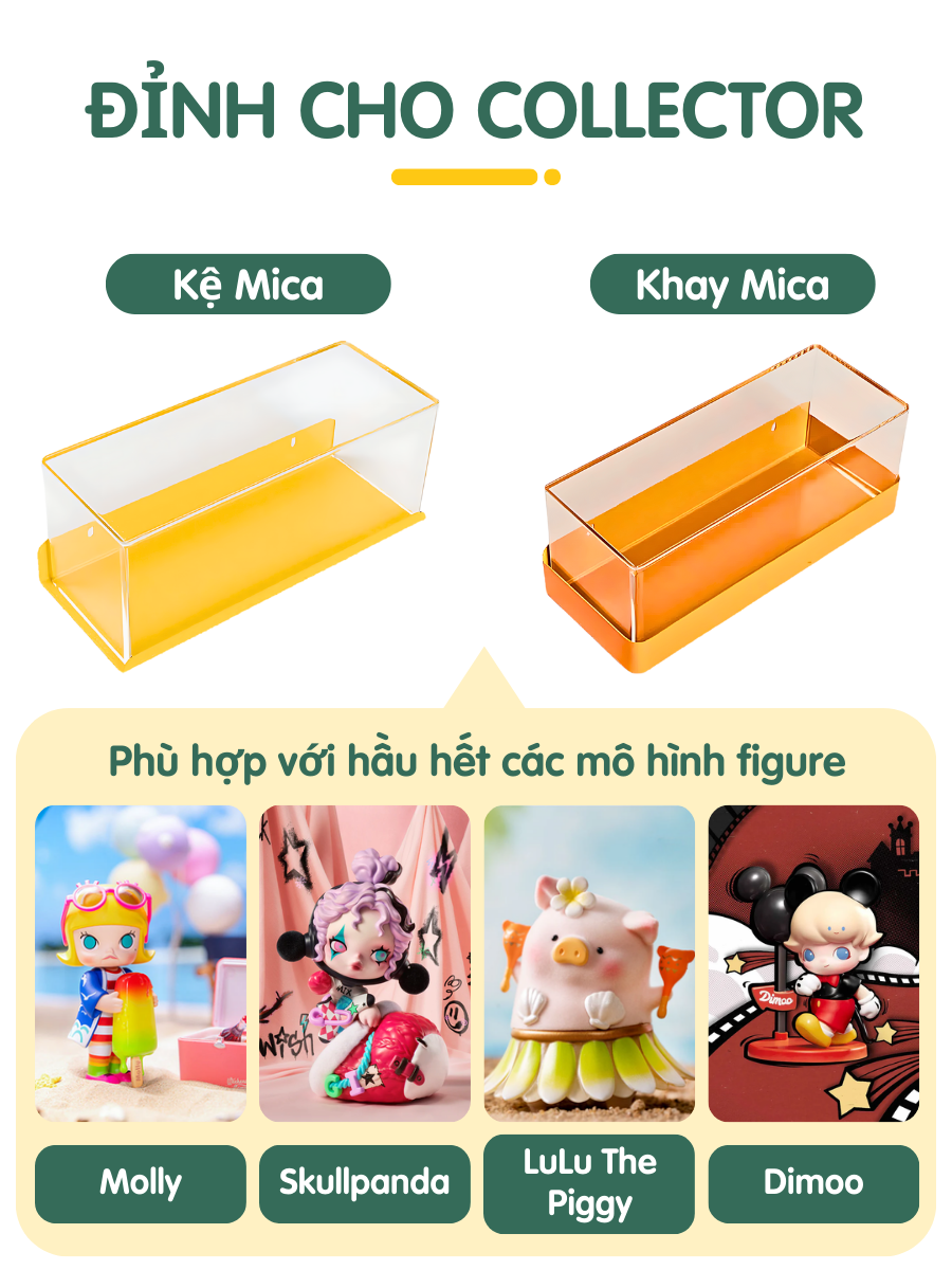 Khay đựng mica trong suốt, đặt mô hình, vật dụng, chống bụi
