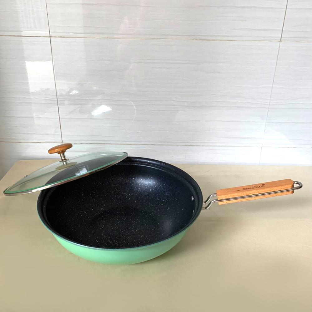 Tặng cặp nhấc nồi silicon-Bộ nồi chảo chống dính 2 món đáy từ, quánh 16cm + chảo sâu lòng 32cm cao cấp Hàn Quốc, chống dính vân đá an toàn cho sức khỏe, dùng được tất cả các loại bếp/ Induction