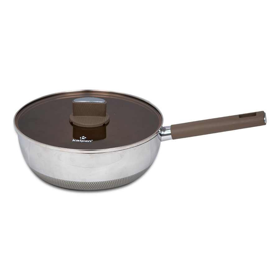 Chảo Inox 316 liền khối 7 lớp phủ chống dính Nano Titanium Shield Kalpen size 20cm,24cm,26cm,28cm đáy từ - Hàng chính hãng