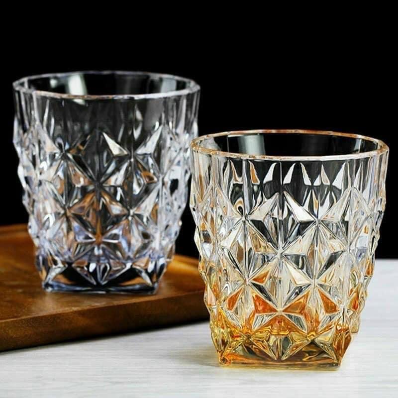 Ly thủy tinh chịu nhiệt uống nước vân sao đáy vát cam ( 1 Cái )