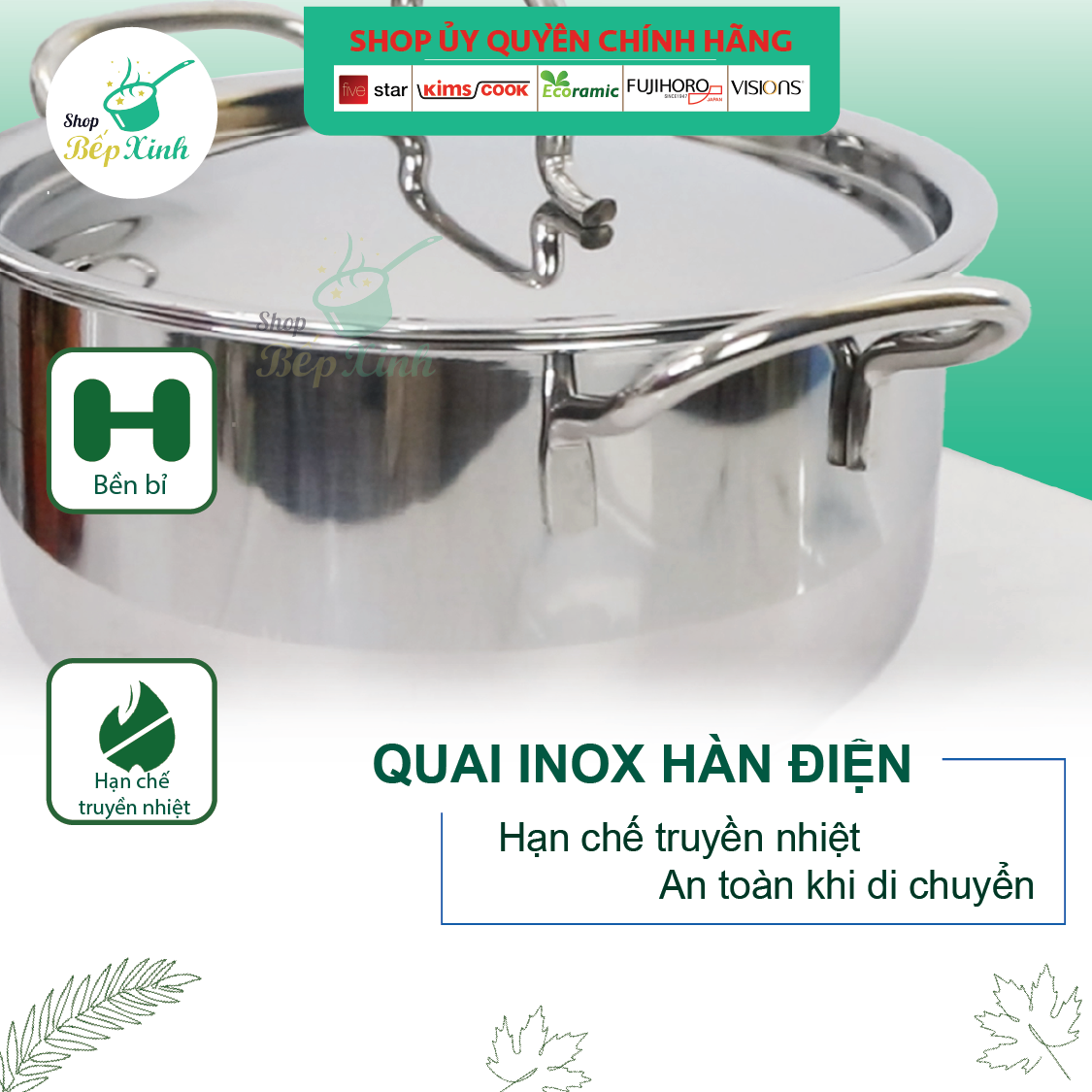 Bộ 2 nồi và 1 chảo chống dính 3 đáy từ inox 430 FiveStar Standard nắp inox tặng 5 muỗng