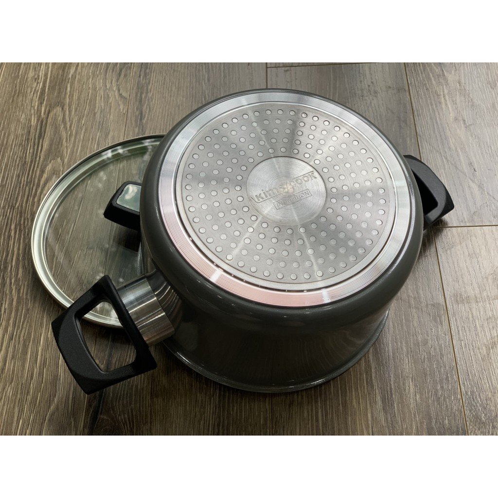 Bộ nồi chảo đáy từ 3 món gồm 2 nồi 18-20cm, 1 chảo 24cm Easy Kimscook chống dính vân đá Hàn Quốc